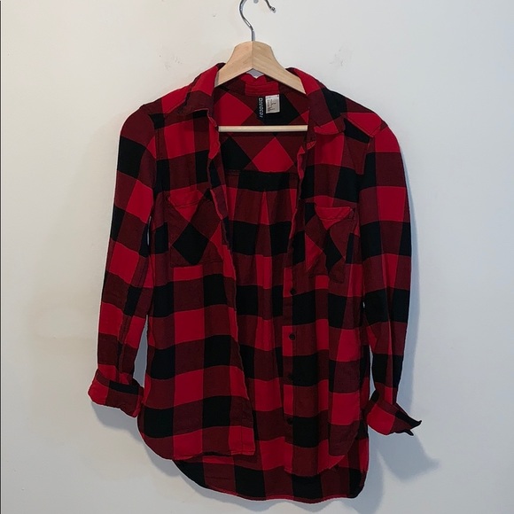 H&M Tops - H&M Red Cotton Shirt XS/S